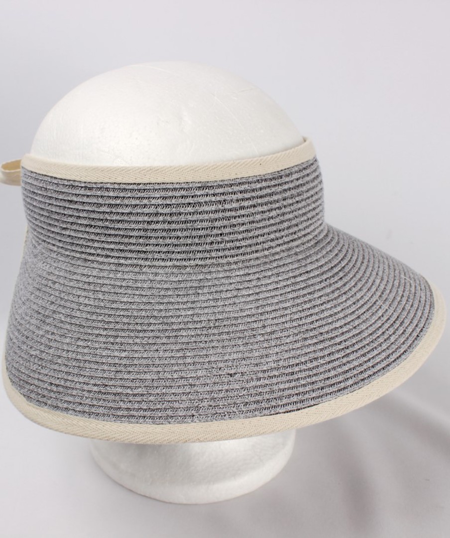 Fine braid visor w fabric trim elastic/bow tie Lt blue Style:HS/9118 image 0